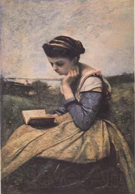 Jean Baptiste Camille  Corot Liseuse dans la campagne (mk11) France oil painting art